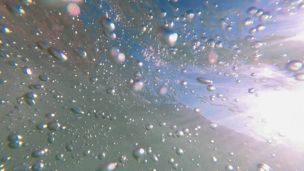 istock Underwater sea view with bubbles from the movement 1032645994