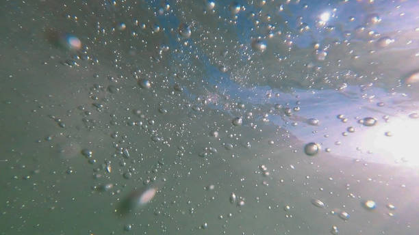 istock Underwater sea view with bubbles from the movement 1032646002