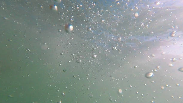 istock Underwater sea view with bubbles from the movement 1032646018