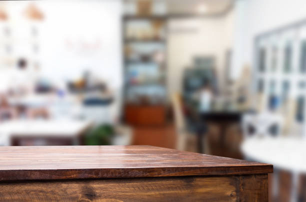 istock Close-Up Of Empty Wooden Table At Restaurant 1032655034