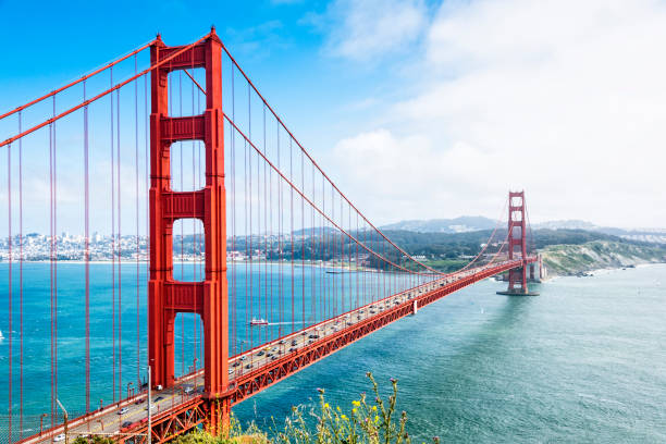 puente golden gate - golden gate bridge panoramic san francisco county bridge fotografías e imágenes de stock