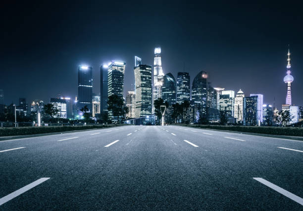 istock Beautiful Shanghai skyline at night,modern urban background 1032659756