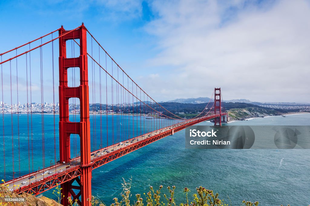 Golden Gate Strait Golden Gate and the Golden Gate strait, San Francisco, California California Stock Photo