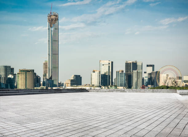 istock Rooftop balcony with skyscraper at sunny day 1032661452