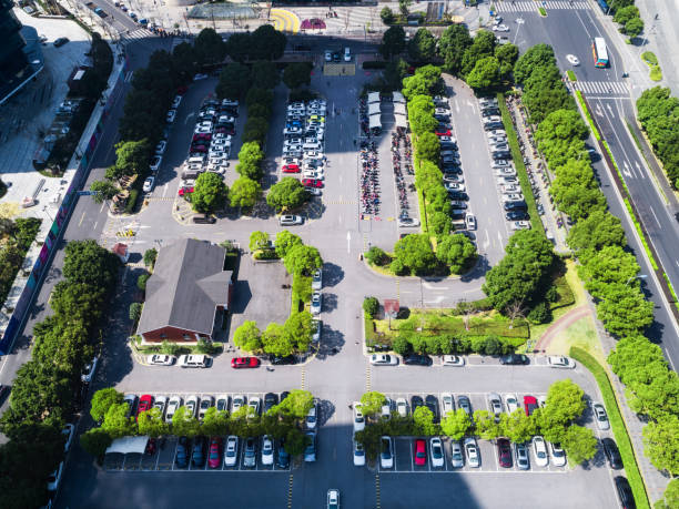 istock Aerial view of a parking lot 1032667192