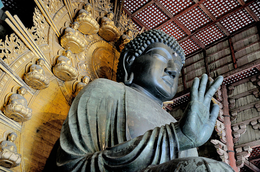 NARA, JAPAN-NOVEMBER 06,2014;Todaiji (Eastern Great Temple), is Nara's most popular tourist attraction and listed as a UNESCO World Heritage Site. Big Buddha is one of the largest bronze statues in the world.