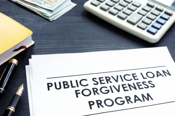Public Service Loan Forgiveness PSLF Program documents. Public Service Loan Forgiveness PSLF Program documents. forgiveness stock pictures, royalty-free photos & images