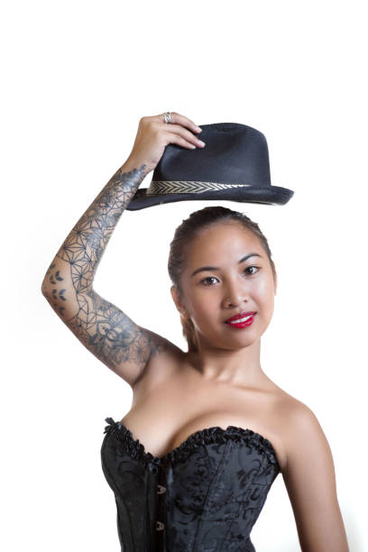 istock cool Girl raise up the hat, hello happy friendly 1032711414