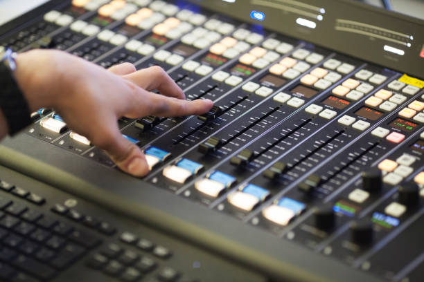 istock The hand on the sound mixing machine 1032716124