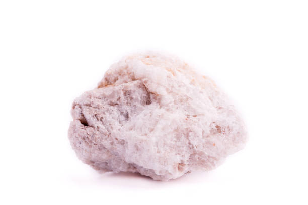 Macro mineral stone Albit on a white background close up