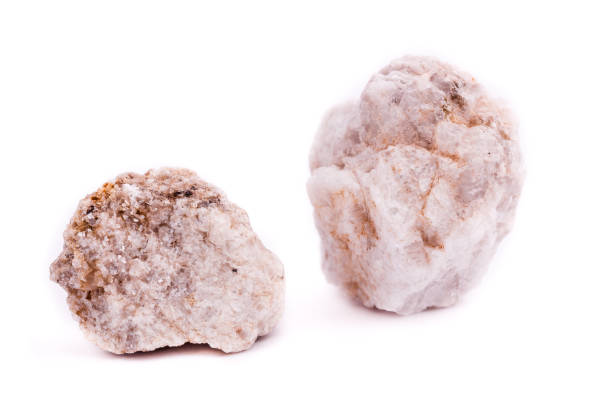 istock Macro mineral stone Albit on a white background close up 1032716948