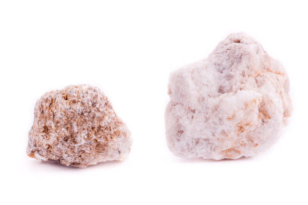 istock Macro mineral stone Albit on a white background close up 1032717072