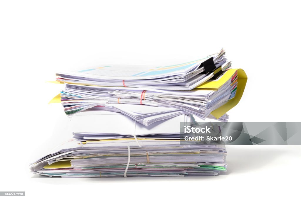 Document Stack Isolated Stack Of Documents Isolated On White Background Stock Photo - Download ...