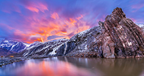 istock Thermal waters at Termas del Plomo inside Central Andes mountains. Just an amazing view of reflections and colors from the dawn and and an alpine view over the high Andes valleys, Santiago de Chile 1032749074