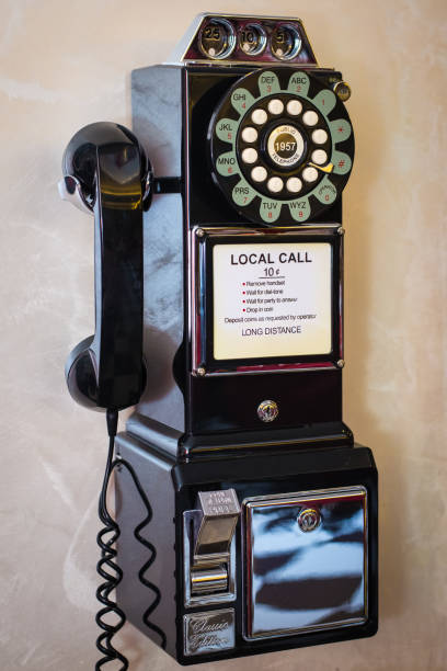 istock The old phone hangs on the wall 1032751732