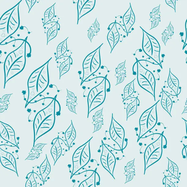 Vector illustration of Beautiful Seamless Pattern with forest leaves Florals. Hand drawn flowers and twigs.Vector Seamless leaves.