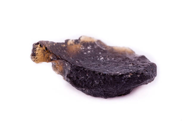 istock Macro mineral stone Tectites on a white background close up 1032758206