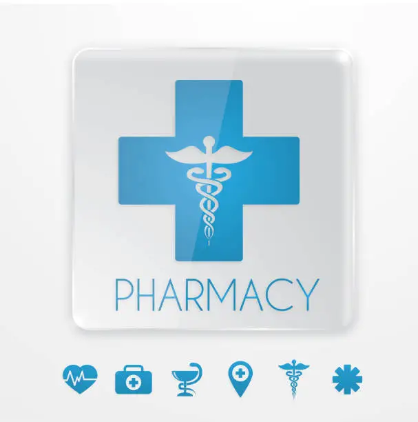 Vector illustration of Blue pharmacy symbol