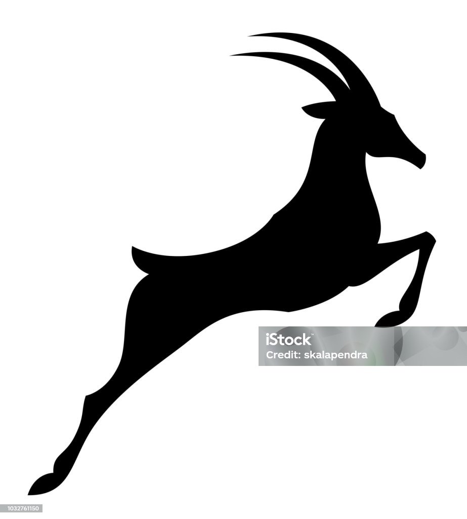 Black jumping antelope Black jumping antelope on a white background Gazelle stock vector