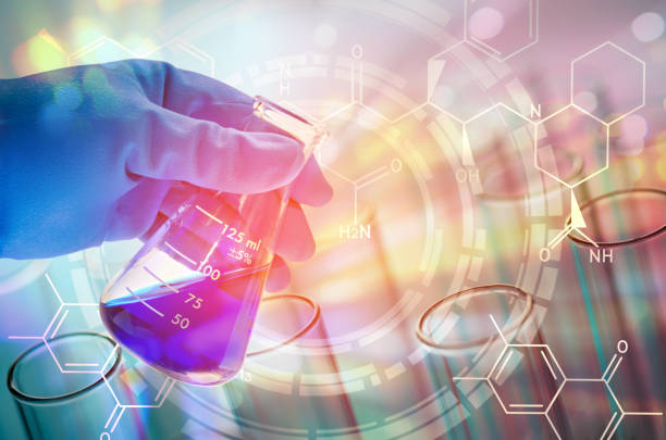 istock Digital Composite Image Of Scientist Hand Holding Chemical In Beaker At Laboratory 1032770420