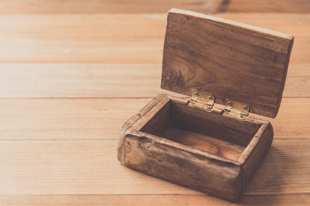 istock Close-Up Of Old Empty Wooden Box On Table 1032770452