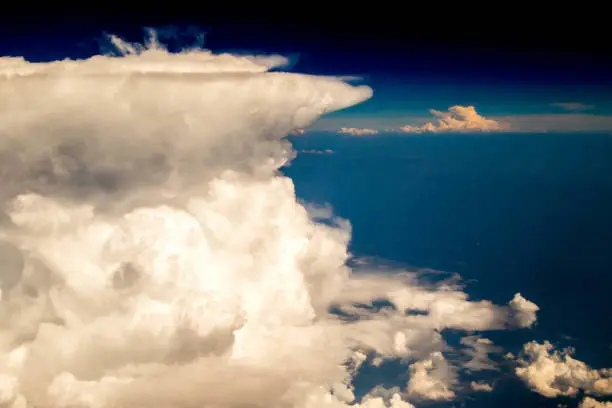 A view from altitude of a storm build up.