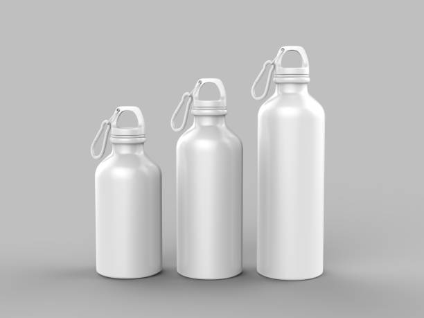 istock Sport sipper bottles for water isolated on grey background for mock up and template design. White blank bottle 3d render illustration. 1032778878