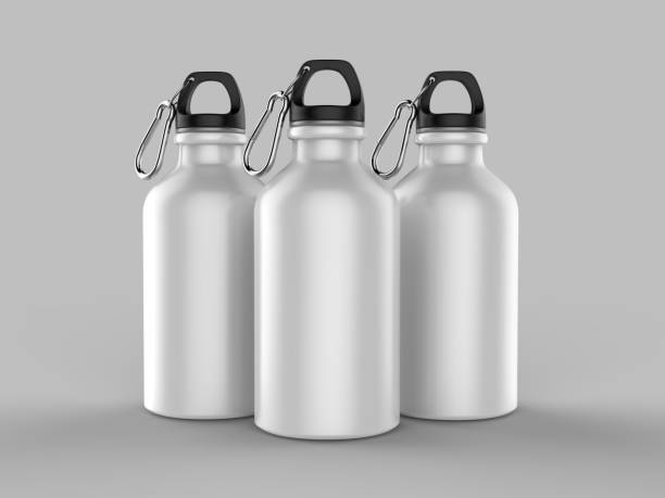 istock Sport sipper bottles for water isolated on grey background for mock up and template design. White blank bottle 3d render illustration. 1032779056
