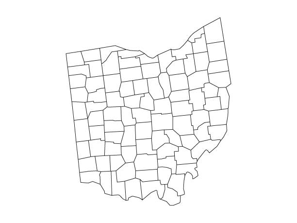 ohio county mapa - ohio map county cartography stock illustrations