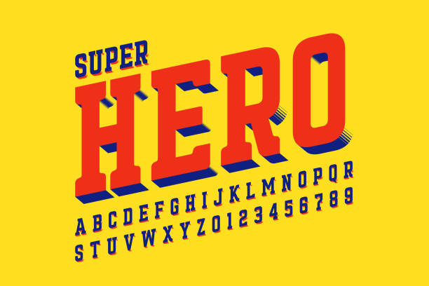 Comics style font Comics style font design, alphabet letters and numbers vector illustration superhero drawings stock illustrations