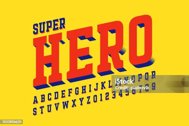 Comics Style Font Stock Illustration - Download Image Now - Typescript, Superhero, Alphabet