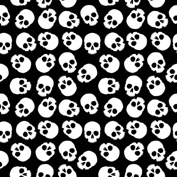 Vector illustration of Spooky Skulls Seamless Pattern