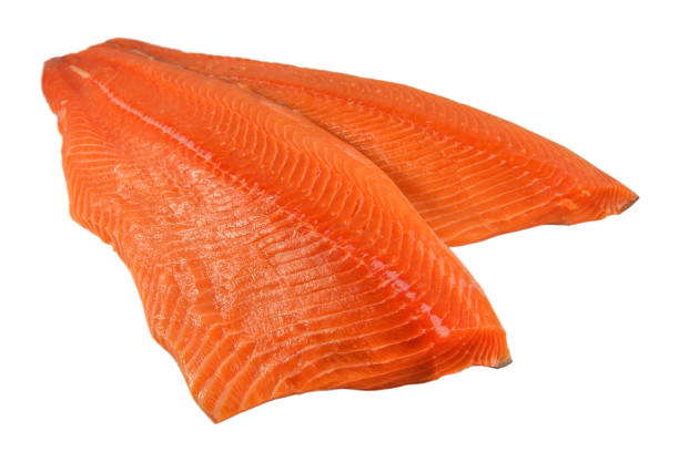 istock Sockeye salmon fillet, white background. 1032838874