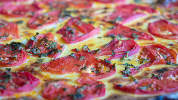 istock Italian Pizza Margherita (Margarita) with tomato and Mozzarella cheese - background 1032841636