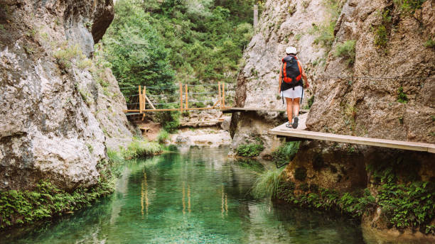 istock Girl Backpacking in majestic canyon 1032861866