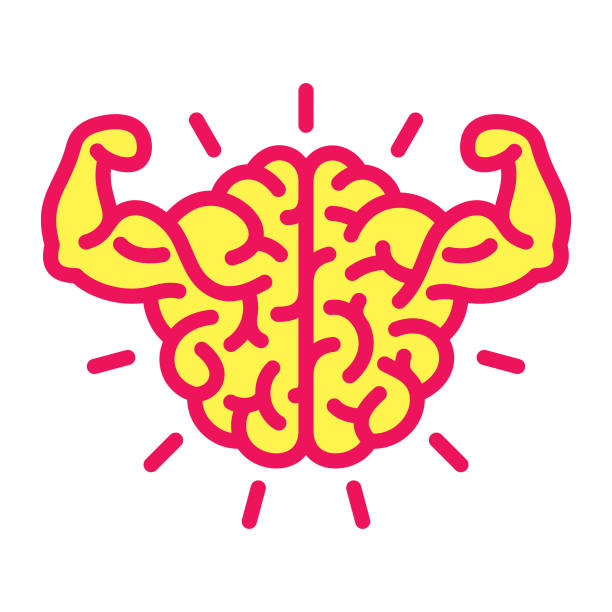 ilustraciones, imágenes clip art, dibujos animados e iconos de stock de cerebro icono de alimentación - brain power