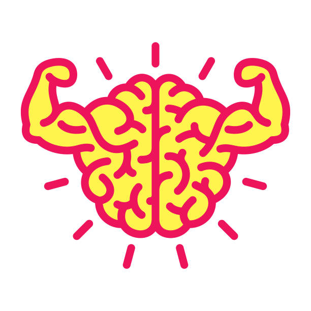 Brain power icon Strong brain. Files included: Vector EPS 10, HD JPEG 3000 x 3000 px unyielding stock illustrations