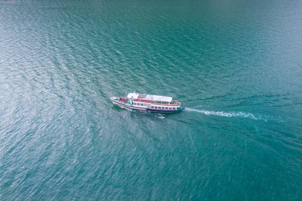 istock Aerial drone view on touristic boat 1032876594