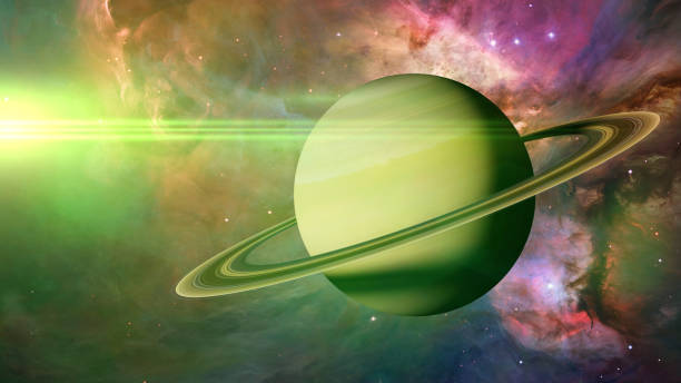istock Saturn, the planet Saturn in front of a colorful nebula 1032882232