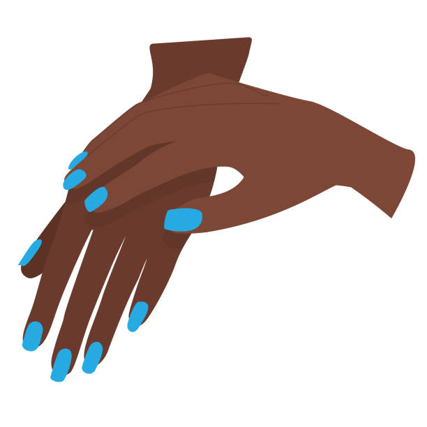 ilustrações de stock, clip art, desenhos animados e ícones de manicure on dark skin in blue - store make up cosmetics teenage girls