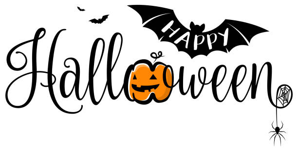 Happy halloween text banner. Halloween vector logo isolated. Happy halloween text banner. Halloween vector logo isolated. happy halloween banner stock illustrations