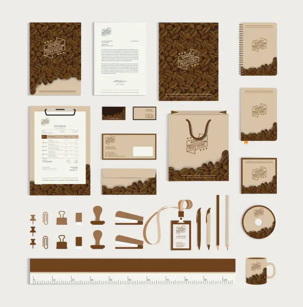 Vector illustration of Corporate identity design template with coffee beans