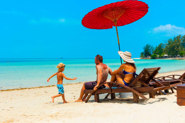 Woman in a tropical beach chair