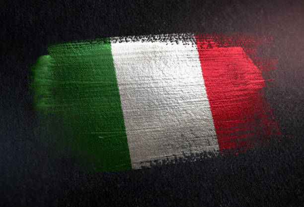 Italy Flag Made of Metallic Brush Paint on Grunge Dark Wall Italy Flag Made of Metallic Brush Paint on Grunge Dark Wall italy flag drawing stock pictures, royalty-free photos & images
