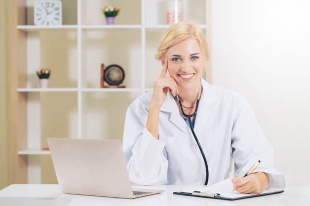 istock Young female doctor working in hospital office. 1032952712
