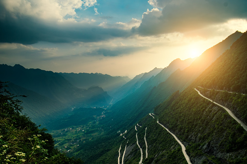 Curve road in mountains