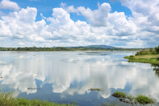 istock Reservoir mountain and the sky. 1032985940