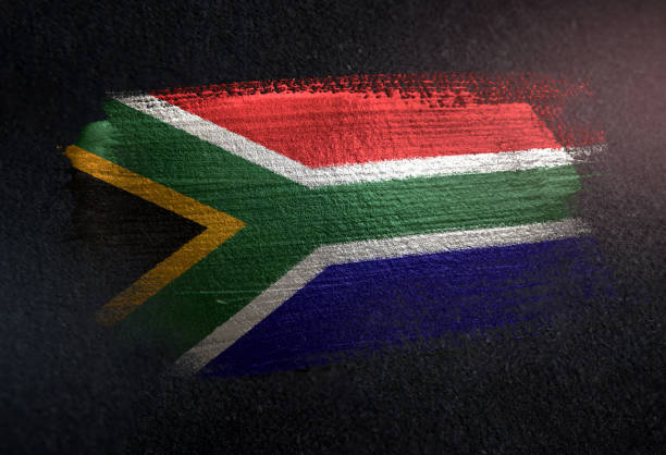 South Africa Flag Made of Metallic Brush Paint on Grunge Dark Wall South Africa Flag Made of Metallic Brush Paint on Grunge Dark Wall gauteng province photos stock pictures, royalty-free photos & images