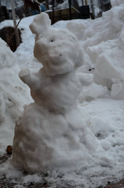 istock Snowman on a backyard of house 1033037010