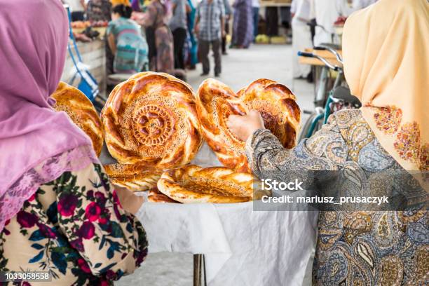 Traditional Uzbekistan Bread Lavash At Local Bazaar Is A Soft Flatbread Of Middle Asia Stock Photo - Download Image Now